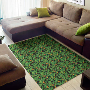 Bird Of Paradise And Palm Leaves Print Area Rug