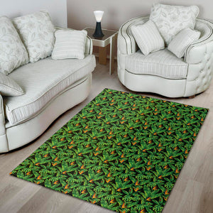 Bird Of Paradise And Palm Leaves Print Area Rug