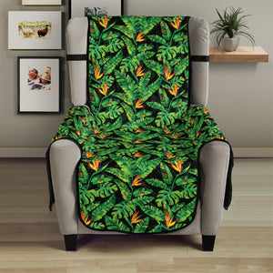 Bird Of Paradise And Palm Leaves Print Armchair Protector