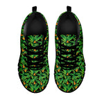 Bird Of Paradise And Palm Leaves Print Black Sneakers