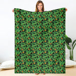 Bird Of Paradise And Palm Leaves Print Blanket