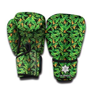 Bird Of Paradise And Palm Leaves Print Boxing Gloves