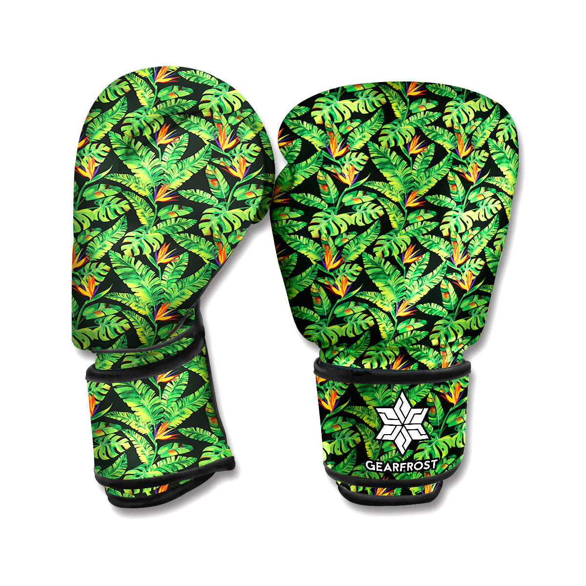 Bird Of Paradise And Palm Leaves Print Boxing Gloves