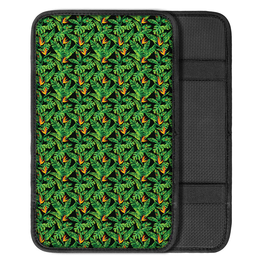 Bird Of Paradise And Palm Leaves Print Car Center Console Cover