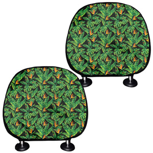 Bird Of Paradise And Palm Leaves Print Car Headrest Covers