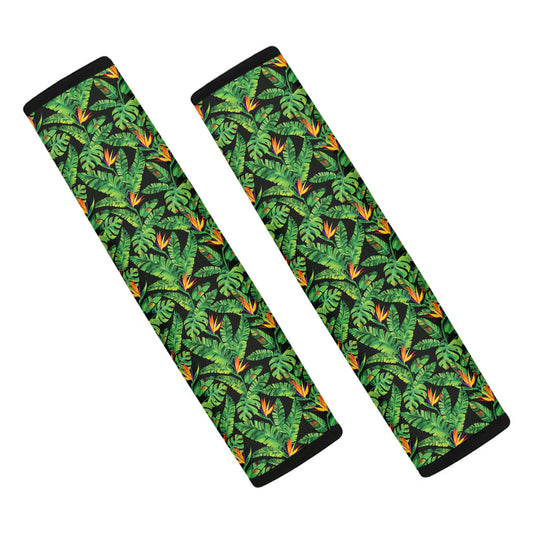 Bird Of Paradise And Palm Leaves Print Car Seat Belt Covers