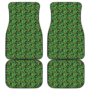 Bird Of Paradise And Palm Leaves Print Front and Back Car Floor Mats