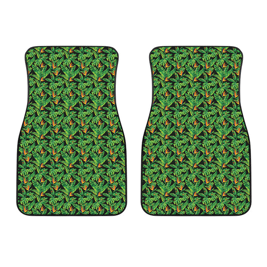 Bird Of Paradise And Palm Leaves Print Front Car Floor Mats