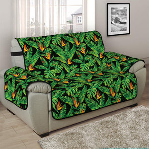 Bird Of Paradise And Palm Leaves Print Half Sofa Protector