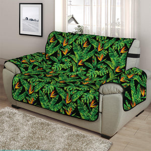 Bird Of Paradise And Palm Leaves Print Half Sofa Protector