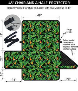 Bird Of Paradise And Palm Leaves Print Half Sofa Protector