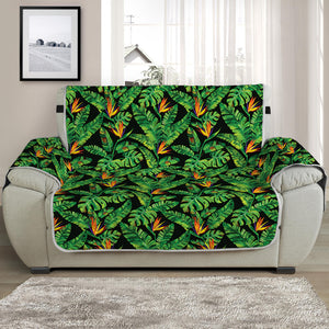 Bird Of Paradise And Palm Leaves Print Half Sofa Protector