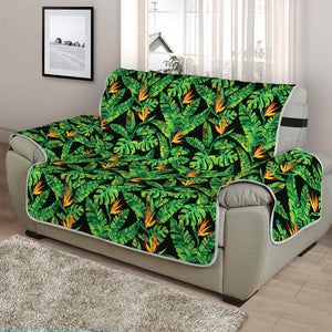 Bird Of Paradise And Palm Leaves Print Half Sofa Protector