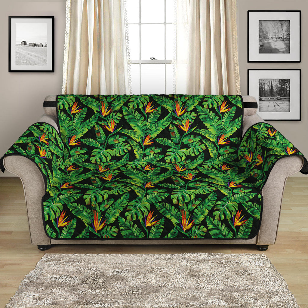 Bird Of Paradise And Palm Leaves Print Loveseat Protector