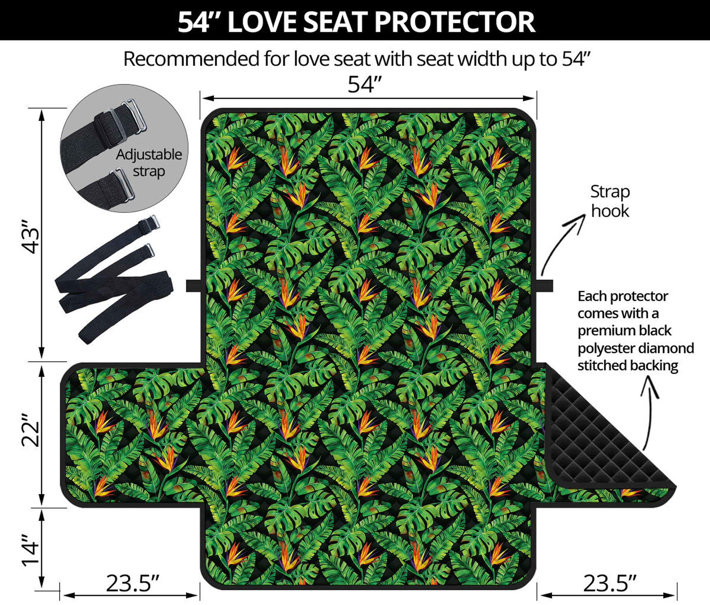 Bird Of Paradise And Palm Leaves Print Loveseat Protector