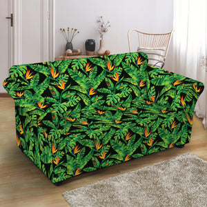 Bird Of Paradise And Palm Leaves Print Loveseat Slipcover