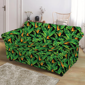 Bird Of Paradise And Palm Leaves Print Loveseat Slipcover