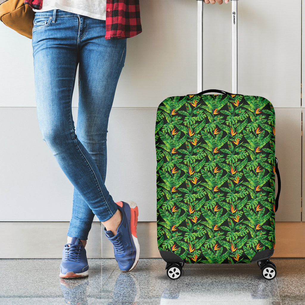Bird Of Paradise And Palm Leaves Print Luggage Cover