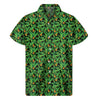 Bird Of Paradise And Palm Leaves Print Men's Short Sleeve Shirt