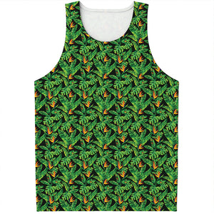 Bird Of Paradise And Palm Leaves Print Men's Tank Top