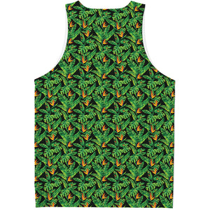 Bird Of Paradise And Palm Leaves Print Men's Tank Top