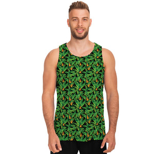 Bird Of Paradise And Palm Leaves Print Men's Tank Top