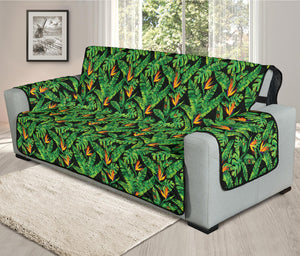 Bird Of Paradise And Palm Leaves Print Oversized Sofa Protector