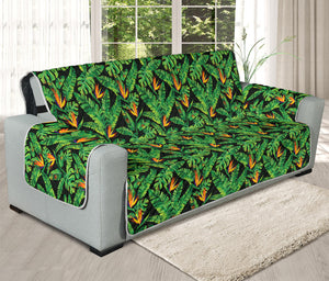 Bird Of Paradise And Palm Leaves Print Oversized Sofa Protector