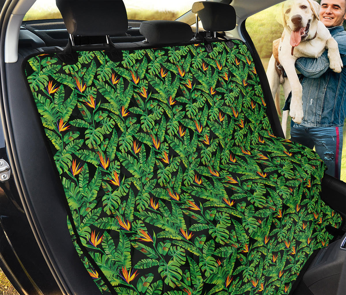 Bird Of Paradise And Palm Leaves Print Pet Car Back Seat Cover