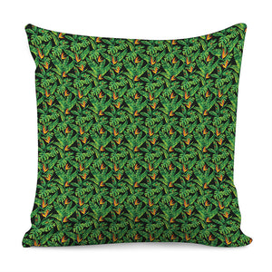 Bird Of Paradise And Palm Leaves Print Pillow Cover