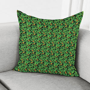 Bird Of Paradise And Palm Leaves Print Pillow Cover