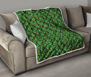 Bird Of Paradise And Palm Leaves Print Quilt