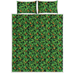 Bird Of Paradise And Palm Leaves Print Quilt Bed Set