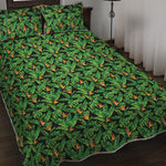 Bird Of Paradise And Palm Leaves Print Quilt Bed Set