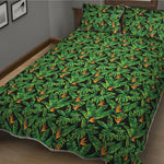 Bird Of Paradise And Palm Leaves Print Quilt Bed Set