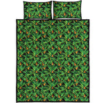 Bird Of Paradise And Palm Leaves Print Quilt Bed Set