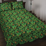 Bird Of Paradise And Palm Leaves Print Quilt Bed Set