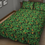 Bird Of Paradise And Palm Leaves Print Quilt Bed Set