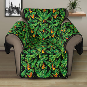 Bird Of Paradise And Palm Leaves Print Recliner Protector