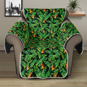 Bird Of Paradise And Palm Leaves Print Recliner Protector