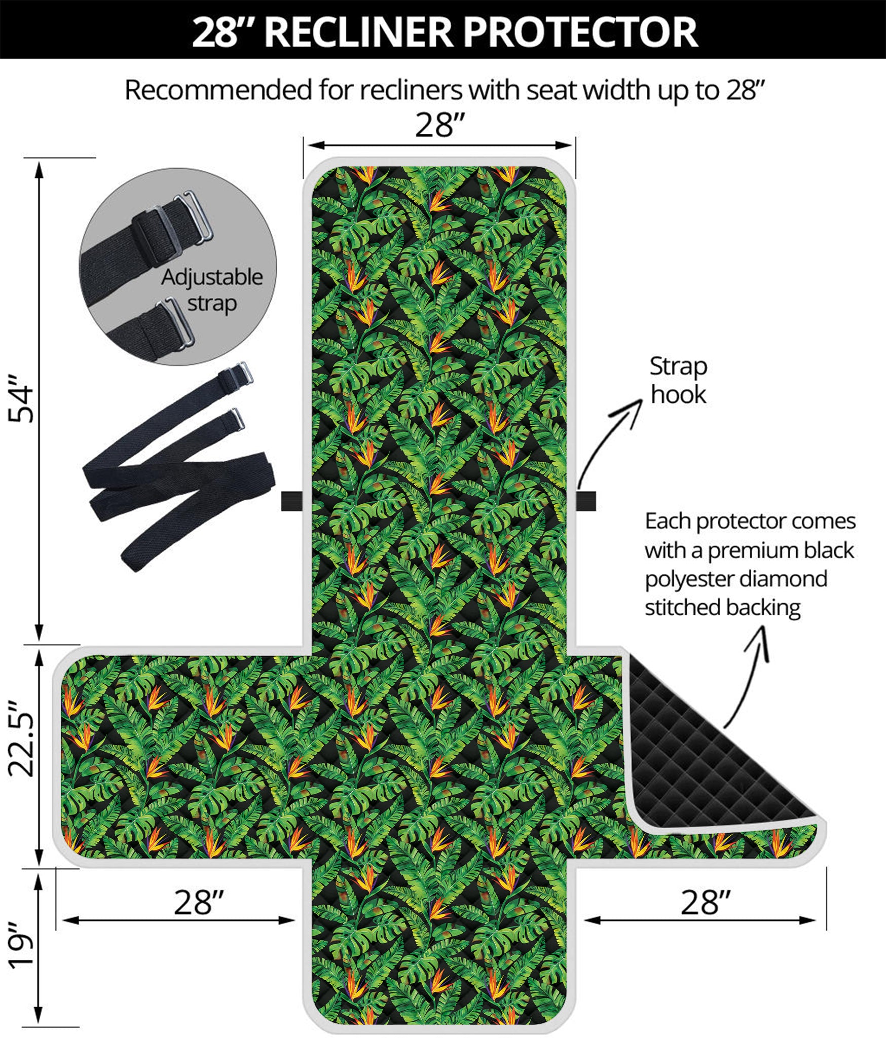 Bird Of Paradise And Palm Leaves Print Recliner Protector