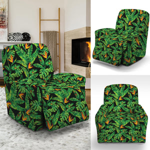 Bird Of Paradise And Palm Leaves Print Recliner Slipcover