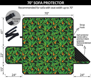 Bird Of Paradise And Palm Leaves Print Sofa Protector