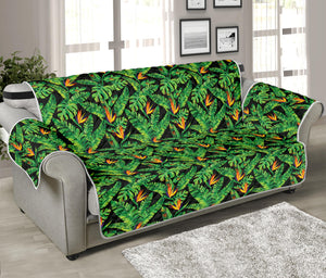 Bird Of Paradise And Palm Leaves Print Sofa Protector