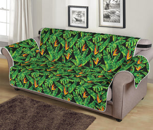 Bird Of Paradise And Palm Leaves Print Sofa Protector