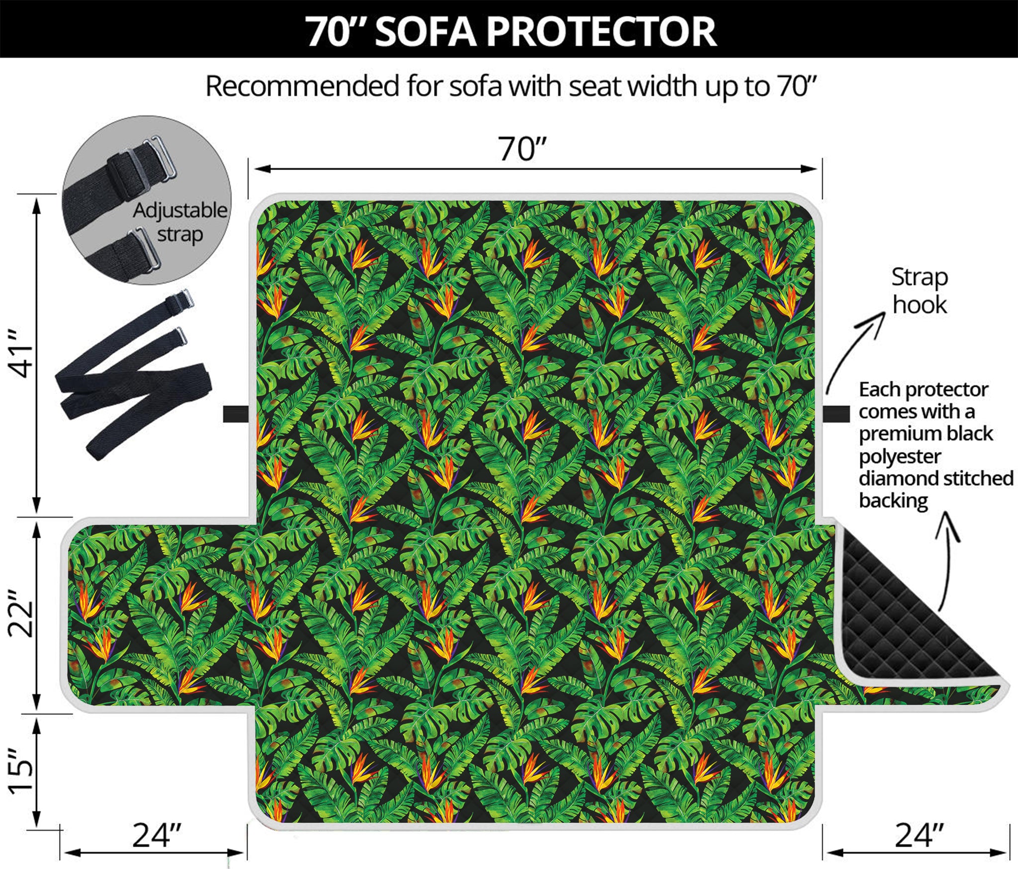 Bird Of Paradise And Palm Leaves Print Sofa Protector