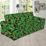 Bird Of Paradise And Palm Leaves Print Sofa Slipcover