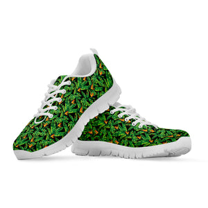 Bird Of Paradise And Palm Leaves Print White Sneakers