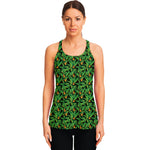 Bird Of Paradise And Palm Leaves Print Women's Racerback Tank Top