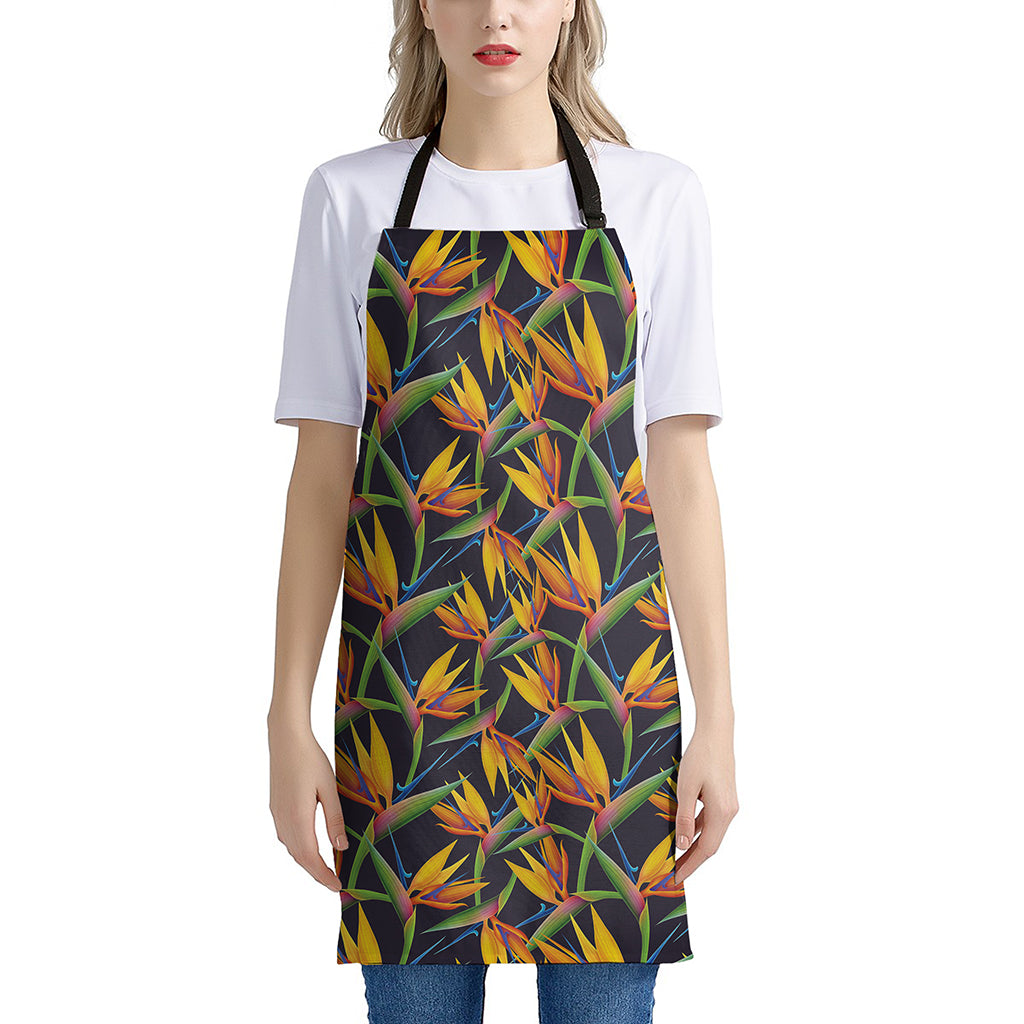 Bird Of Paradise Flower Pattern Print Apron